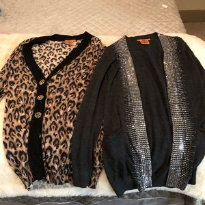 Lot of 2 Tory Burch cardigan sweaters cheetah